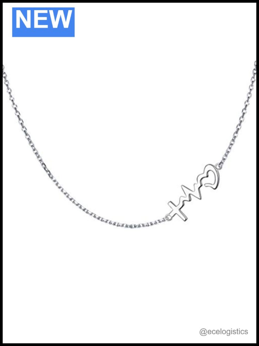 S925 Sterling Silver Faith Hope Love Choker Necklace Sideways Cross Heart
